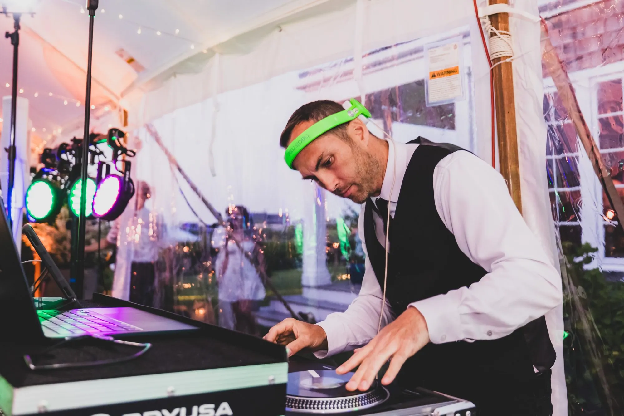 DJ Maple Syrup mixing live at a Nantucket wedding reception